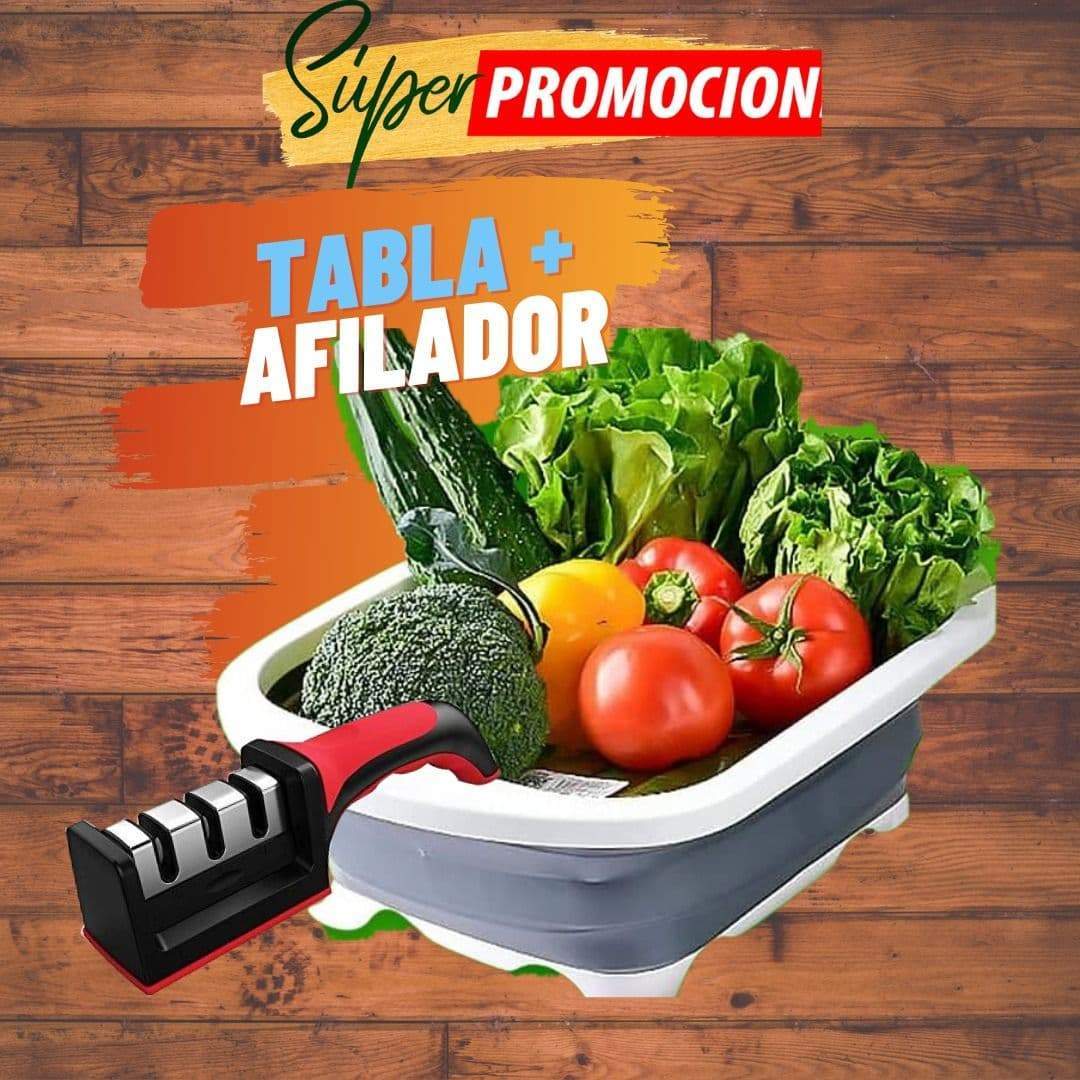 COMBO TABLA PLEGABLE 3 EN 1 + AFILADOR DE CUCHILLOS